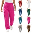 thumbnail image 1 of DYTTDG Women's Drawstring Elastic Waist Cargo Jogger Pants, Solid Color Loose Fit Casual Sweatpants with Side Cargo Pockets, 1 of 8