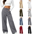 thumbnail image 1 of DYTTDG Women's Drawstring Wide Leg Sweatpants, Elastic High Waist Loose Casual Trousers with Side Pockets for Daily Loungewear, 1 of 8