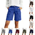 thumbnail image 1 of DYTTDG Women's Elastic Waist Cargo Shorts, Casual Loose Fit Multi-Pocket Solid Color Summer Shorts, 1 of 8