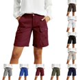 thumbnail image 1 of DYTTDG Women's Elastic Waist Cargo Shorts, Casual Loose Fit Multi-Pocket Solid Color Summer Shorts, 1 of 8