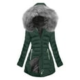 thumbnail image 1 of DYTTDG Women's Fall and Winter Plus Size Long Sleeve Plush Hooded Padded Cotton Jacket Zipper Coat Outdoor Casual Warm Top on Clearance, 1 of 2