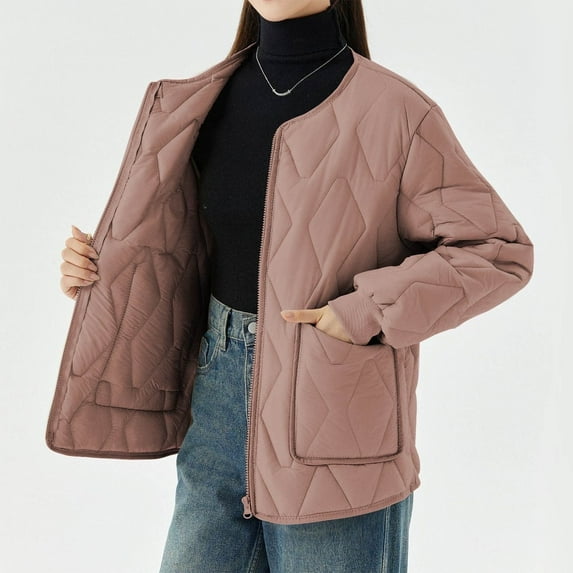 DYTTDG Women's Fashion Plus Size Coat Solid Color Zip Up Coat Winter Warm Casual Jacket with Pockets on Clearance Christmas Gift