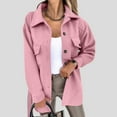 thumbnail image 1 of DYTTDG Women's Fashion Plus Size Lapel Button Coat Solid Color Long Sleeve Pocket Tweed Casual Jacket on Clearance Family Gifts, 1 of 6