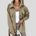 thumbnail image 1 of DYTTDG Women's Fashion Plus Size Lapel Button Coat Solid Color Long Sleeve Pocket Tweed Casual Jacket on Clearance Family Gifts, 1 of 6