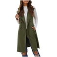 thumbnail image 1 of Ofreoo Women's Fashion Plus Size Sleeveless Lapel Button Blazer Casual Long Trench Coat with Pockets on Clearance, 1 of 8