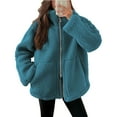 thumbnail image 1 of DYTTDG Women's Fashion Plush Jacket Solid Color Zip Up Coat Winter Warm Casual Jacket with Pockets on Clearance Family Gifts, 1 of 8