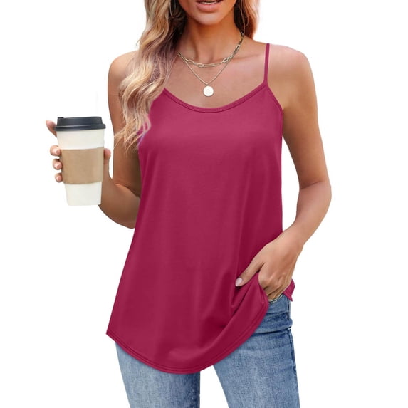 DYTTDG Women's Fashion Solid Color Camisole Round Neck Sleeveless T-Shirt Summer Casual Sleeveless Tops Tank Tops for Women under 10