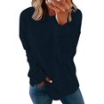 thumbnail image 1 of DYTTDG Women's Fashion Solid Color Round Neck Long Sleeve Shirt Daily Sports Casual Sweatshirt Loose Pullover Top Great Gifts for Less, 1 of 6