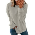 thumbnail image 1 of DYTTDG Women's Fashion Solid Color Round Neck Long Sleeve Shirt Daily Sports Casual Sweatshirt Loose Pullover Top Great Gifts for Less, 1 of 6