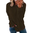 thumbnail image 1 of DYTTDG Women's Fashion Solid Color Round Neck Long Sleeve Shirt Daily Sports Casual Sweatshirt Loose Pullover Top Great Gifts for Less, 1 of 6