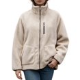 thumbnail image 1 of DYTTDG Women’s Fleece Zip-Up Jacket, Stand Collar Long Sleeve Sherpa Jacket with Chest Zipper Pocket & Front Patch Pockets, Casual Outerwear for Fall and Winter, 1 of 8