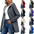 thumbnail image 1 of DYTTDG Women's Full-Zip Hooded Jacket Solid Color Striped Lining Long Sleeve with Zipper Pockets Loose Casual Outdoor Windbreaker, 1 of 8