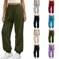 thumbnail image 1 of DYTTDG Women's High Waist Jogger Sweatpants, Solid Color Loose Casual Long Pants with Elastic Cuffs & Side Pockets for Loungewear, 1 of 7
