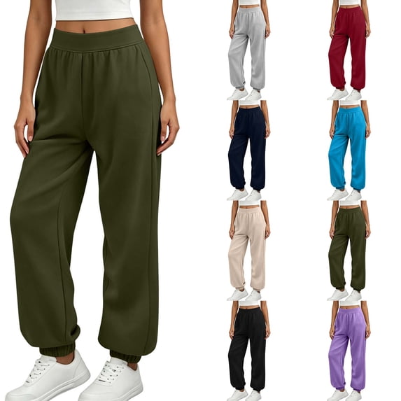 DYTTDG Women's High Waist Jogger Sweatpants, Solid Color Loose Casual Long Pants with Elastic Cuffs & Side Pockets for Loungewear