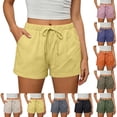 thumbnail image 1 of DYTTDG Women's High Waist Linen&nbsp;BLEND&nbsp;Shorts | Drawstring Loose&nbsp;FIT&nbsp;Casual Shorts, Solid Color Summer Pants with Pockets for Daily Wear, 1 of 8