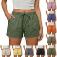 thumbnail image 1 of DYTTDG Women's High Waist Linen&nbsp;BLEND&nbsp;Shorts | Drawstring Loose&nbsp;FIT&nbsp;Casual Shorts, Solid Color Summer Pants with Pockets for Daily Wear, 1 of 6