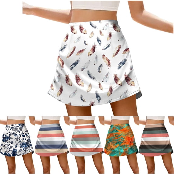 DYTTDG Women's High Waist Plaid Skirt, A-Line Casual Mini Skirt, Spring Summer Short Skirt with Multi Prints (S-5XL)