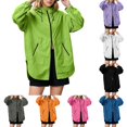 thumbnail image 1 of DYTTDG Women's Lightweight Hooded Zip-Up Jacket Long Sleeve Solid Casual Windbreaker Drawstring Waist Zipper Pockets Outerwear, 1 of 8