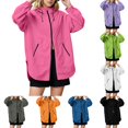 thumbnail image 1 of DYTTDG Women's Lightweight Hooded Zip-Up Jacket Long Sleeve Solid Casual Windbreaker Drawstring Waist Zipper Pockets Outerwear, 1 of 8