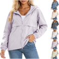 thumbnail image 1 of DYTTDG Women's Lightweight Sun Protection Hooded Jacket, Full Zip Loose Fit Windbreaker with Pockets for Hiking & Outdoor Activities, 1 of 6
