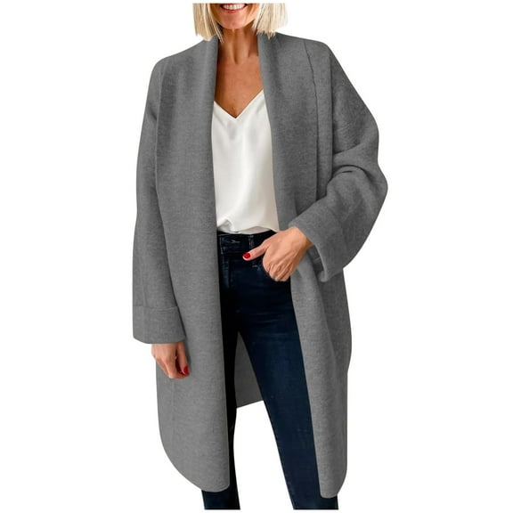 Jackets for Women DYTTDG Women's Long Cardigan Winter Coat Jacket Solid Color Long Sleeve Warm Coat Sweater on Clearance