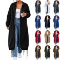 thumbnail image 1 of DYTTDG Women's Maxi Length Zip Up Hooded Sweatshirt Coat, Loose Long Sleeve Solid Color Outerwear with Pockets and Drawstring Hem for Daily Casual Outfits, 1 of 8