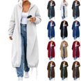 thumbnail image 1 of DYTTDG Women's Maxi Length Zip Up Hooded Sweatshirt Coat, Loose Long Sleeve Solid Color Outerwear with Pockets and Drawstring Hem for Daily Casual Outfits, 1 of 8