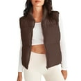 thumbnail image 1 of DYTTDG Women's Outdoor Warm Vest Fall and Winter Solid Color Standing Collar Sleeveless Cotton Jacket with Pockets Great Gifts for Less, 1 of 6