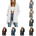 thumbnail image 1 of DYTTDG Women's Oversized Longline Zip-Up Hoodie, Full-Zip Fleece Sweatshirt Jacket with Kangaroo Pocket, Long Hooded Coat for Fall & Winter, 1 of 8