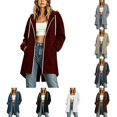 thumbnail image 1 of DYTTDG Women's Oversized Longline Zip-Up Hoodie, Full-Zip Fleece Sweatshirt Jacket with Kangaroo Pocket, Long Hooded Coat for Fall & Winter, 1 of 8