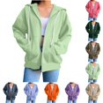 thumbnail image 1 of DYTTDG Women's Oversized Zip-Up Hoodie, Long Sleeve Loose Fit Casual Hooded Sweatshirt with Pocket for Fall & Winter, 1 of 8