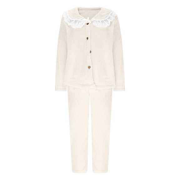 DYTTDG Women's Pajamas 2 Piece Sets Homewear Fleece Warm Long Sleeve Top and Pants Sets Casual Clothing Great Gifts for Less Family Gifts