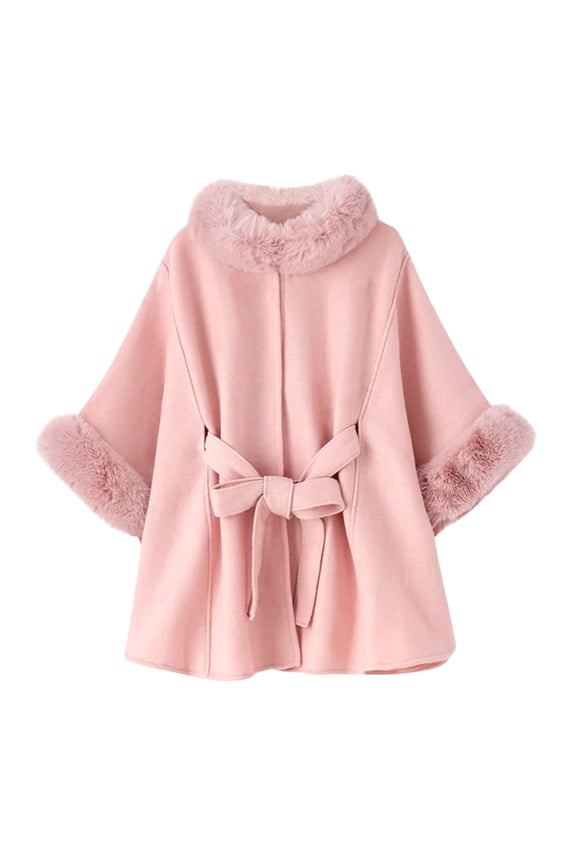 Women's Plus Size Cape Shawl Coat | Collar Loose Fit Temperament Trench Coat for Fall, Winter & Elegant Style