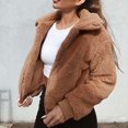 thumbnail image 1 of DYTTDG Women's Plus Size Cropped Plush Jacket Fashion Solid Color Zipper Long Sleeve Casual Warm Coat Great Gifts for Less, 1 of 6