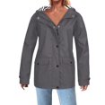 thumbnail image 1 of DYTTDG Women's Plus Size Outdoor Sports Hooded Jacket with Pockets Solid Color Waterproof Button Zipper Long Sleeve Hooded Jacket Windbreaker on Clearance Christmas Gift, 1 of 6