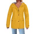 thumbnail image 1 of DYTTDG Women's Plus Size Outdoor Sports Hooded Jacket with Pockets Solid Color Waterproof Button Zipper Long Sleeve Hooded Jacket Windbreaker on Clearance Christmas Gift, 1 of 6