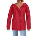 thumbnail image 1 of DYTTDG Women's Plus Size Outdoor Sports Hooded Jacket with Pockets Solid Color Waterproof Button Zipper Long Sleeve Hooded Jacket Windbreaker on Clearance Christmas Gift, 1 of 7