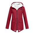 thumbnail image 1 of DYTTDG Women's Plus Size Outdoor Waterproof Thick Jacket Casual Zipper Long Windbreaker Coat Drawstring Hooded Jacket with Pockets Great Gifts for Less, 1 of 7