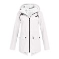 thumbnail image 1 of Frwazo Women's Plus Size Outdoor Waterproof Thick Jacket Casual Zipper Long Windbreaker Coat Drawstring Hooded Jacket with Pockets Great Gifts for Less, 1 of 7
