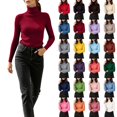 thumbnail image 1 of DYTTDG Women's Ribbed Turtleneck Long Sleeve Knit Pullover, Solid Stretch Slim Soft Base Layer Sweater for Fall Winter Daily Layering, 1 of 8