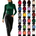 thumbnail image 1 of DYTTDG Women's Ribbed Turtleneck Long Sleeve Knit Pullover, Solid Stretch Slim Soft Base Layer Sweater for Fall Winter Daily Layering, 1 of 8