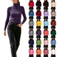 thumbnail image 1 of DYTTDG Women's Ribbed Turtleneck Long Sleeve Knit Pullover, Solid Stretch Slim Soft Base Layer Sweater for Fall Winter Daily Layering, 1 of 8