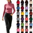 thumbnail image 1 of DYTTDG Women's Ribbed Turtleneck Long Sleeve Knit Pullover, Solid Stretch Slim Soft Base Layer Sweater for Fall Winter Daily Layering, 1 of 8