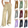 thumbnail image 1 of DYTTDG Women's Solid-Color Elastic High-Waist Wide-Leg Sweatpants | Side-Stripe Casual Loose Trousers with Side Pockets for Daily Workout & Street Wear, 1 of 8