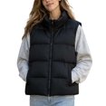 thumbnail image 1 of DYTTDG Women's Solid Color Stand Collar Puffer Vest, Full Zipper Sleeveless Outerwear With Side Pockets, Lightweight Casual Quilted Gilet for Fall Winter Daily Wear, 1 of 8