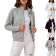 thumbnail image 1 of DYTTDG Women's Solid Stand Collar Full Zip Sweatshirt Jacket, Long Sleeve Casual Zip Up Fleece Outerwear With Ribbed Cuffs And Hem, 1 of 7