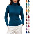 thumbnail image 1 of DYTTDG Women's Solid Turtleneck Long Sleeve Knit Sweater, Raglan Sleeve Slim Fit Pullover with Ribbed Cuffs and Hem, Casual Soft Knit Layering for Fall Winter Daily Outfits, 1 of 8