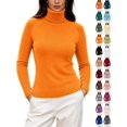 thumbnail image 1 of DYTTDG Women's Solid Turtleneck Long Sleeve Knit Sweater, Raglan Sleeve Slim Fit Pullover with Ribbed Cuffs and Hem, Casual Soft Knit Layering for Fall Winter Daily Outfits, 1 of 8
