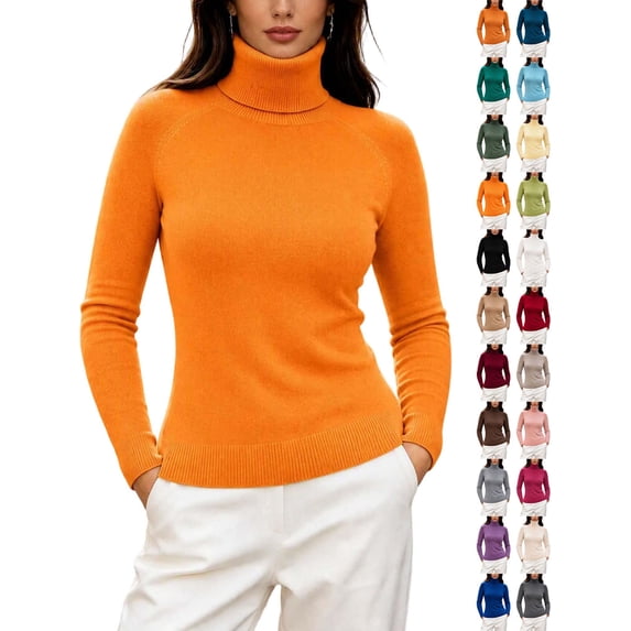 DYTTDG Women's Solid Turtleneck Long Sleeve Knit Sweater, Raglan Sleeve Slim Fit Pullover with Ribbed Cuffs and Hem, Casual Soft Knit Layering for Fall Winter Daily Outfits