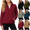 thumbnail image 1 of DYTTDG Women's Stand Collar Full Zip Fleece Jacket, Solid Long Sleeve Slim Fit Coat with Side Pockets Casual Lightweight Outerwear for Spring Fall Winter Daily Outdoor, 1 of 7